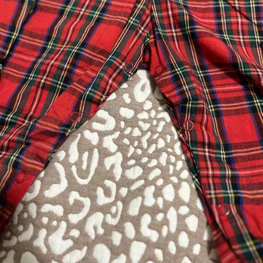 Rare‎ Editions White and Red Plaid Baby Romper with Apple Accent